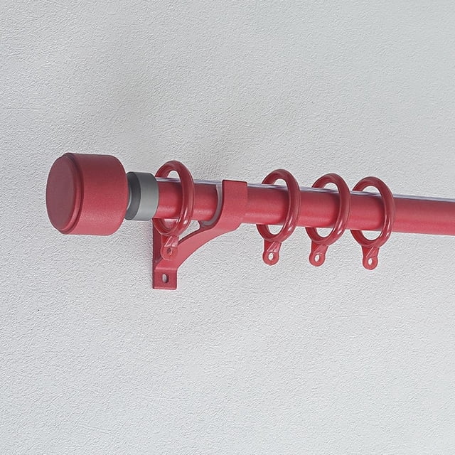 Single Curtain Rod Window Rods 3.3-9.8ft Roman Rod Heavy Duty Curtain Rods for Windows, Wall Mounting Aluminum Curtain Rod(Red,1.2m/3.9ft)