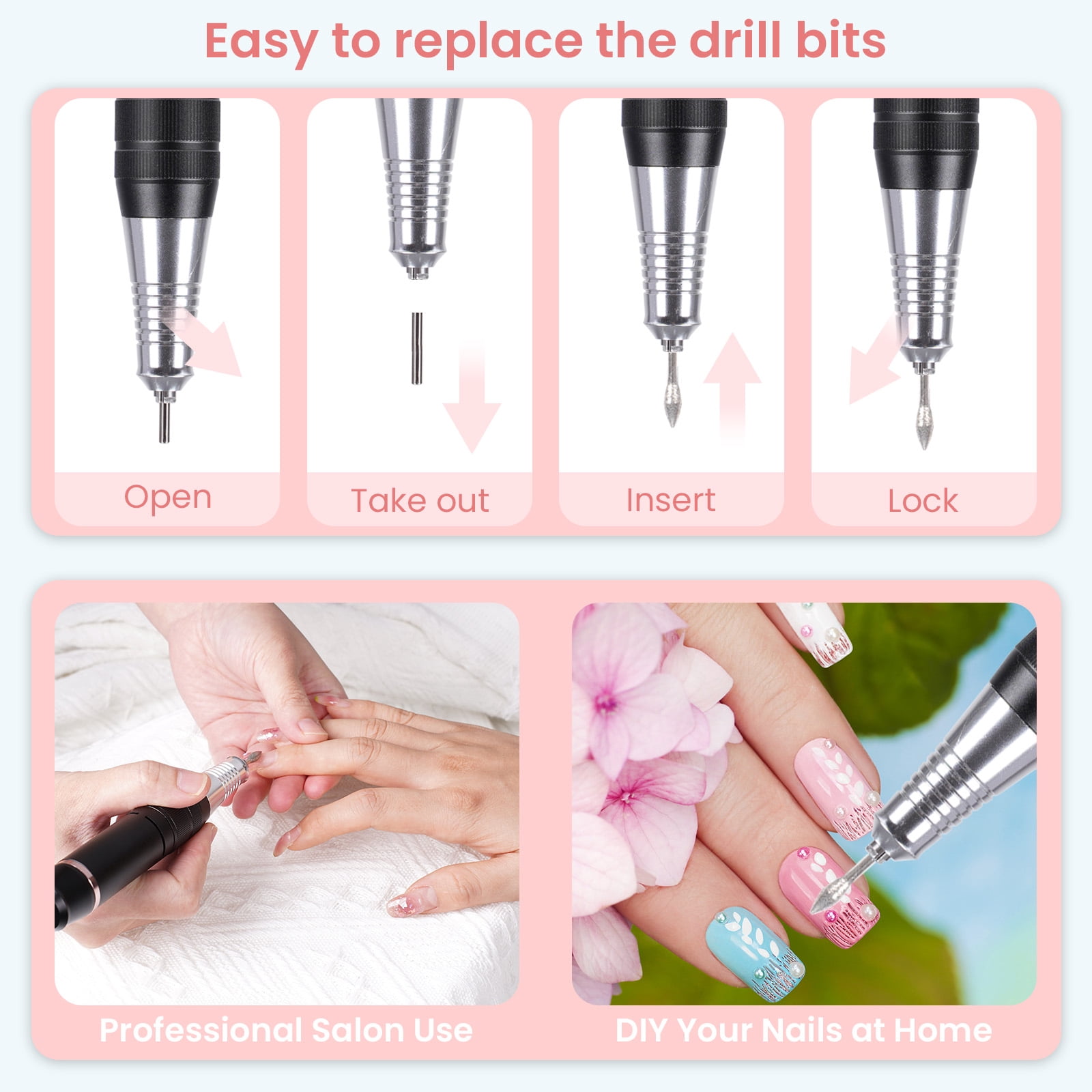 NEXPURE Portable Nail Drill Professional 35000 RPM for Acrylic Nails Gel Polishing Removing