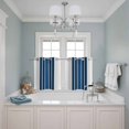 thumbnail image 3 of Lake Blue Stripes Kitchen Curtains Small Short 39 Inch Length, Minimalist Abstract Vertical Lines Grommet Top Bedroom Living Room Curtains, Light Filtering Cafe Curtain Drapes 2 Panels Set 55''x39'', 3 of 9