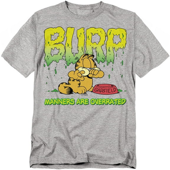 Garfield - Manners - Adult Unisex Short Sleeve T-Shirt - Gray