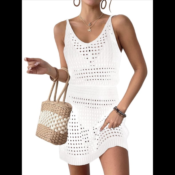 Traje de Baño de Crochet Calado para Mujer, Ideal para Cruceros de Verano 2025 XL