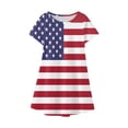 thumbnail image 3 of Quealent Toddler Girls American Flag Dress USA Stars Striped Kids Patriotic Summer Clothes 4th of July Outfit for Girl Party Navy,5-6 Years, 3 of 4