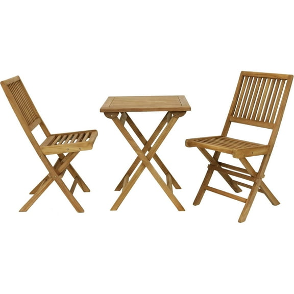 Sunnydaze Nantasket 3-Piece Teak Folding Patio Dining Set