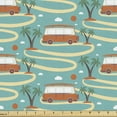 thumbnail image 1 of Happy Camper Fabric by the Yard Upholstery, Pattern of Sun Palms and Van on Road Summer Travel Holiday Theme, Decorative Fabric for DIY and Home Accents, 2 Yards, Seafoam and Multicolor by Ambesonne, 1 of 4