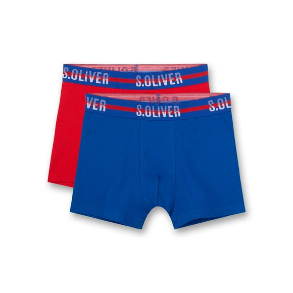 s.Oliver Pantalones cortos para Niños - Paquete de 2, Pantalones, Calzoncillos, Cotton Stretch Azul/Rojo 176