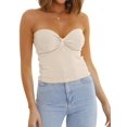 thumbnail image 3 of Womens Tube Tops Summer Outfits Beach Vacation Clothes Sweaters Strapless Sleeveless Tank Tops Color L, 3 of 9