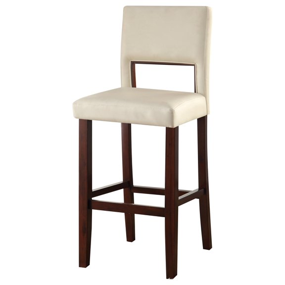 ACME Reiko Bar Chair (1Pc), White PU & Espresso, 30" Seat Height-Color:White PU & Espresso,Quantity:1,Style:Transitional