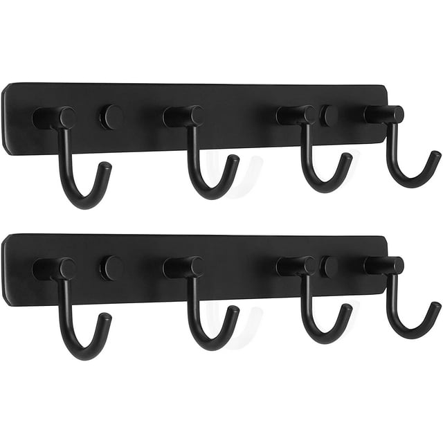 Wall Mounted Coat Rack,4 Coat Hooks for Hanging,Coat Hanger Wall Mount,Hook Rack for Jacket,Backpack,Clothes,Black