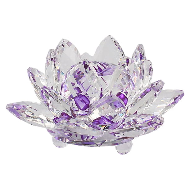 Inteprter Cristal Flor de loto Pisapapeles Cristales Flores Colección decorativa Adornos Recuerdos de boda Fiesta Púrpura Type3 NO3