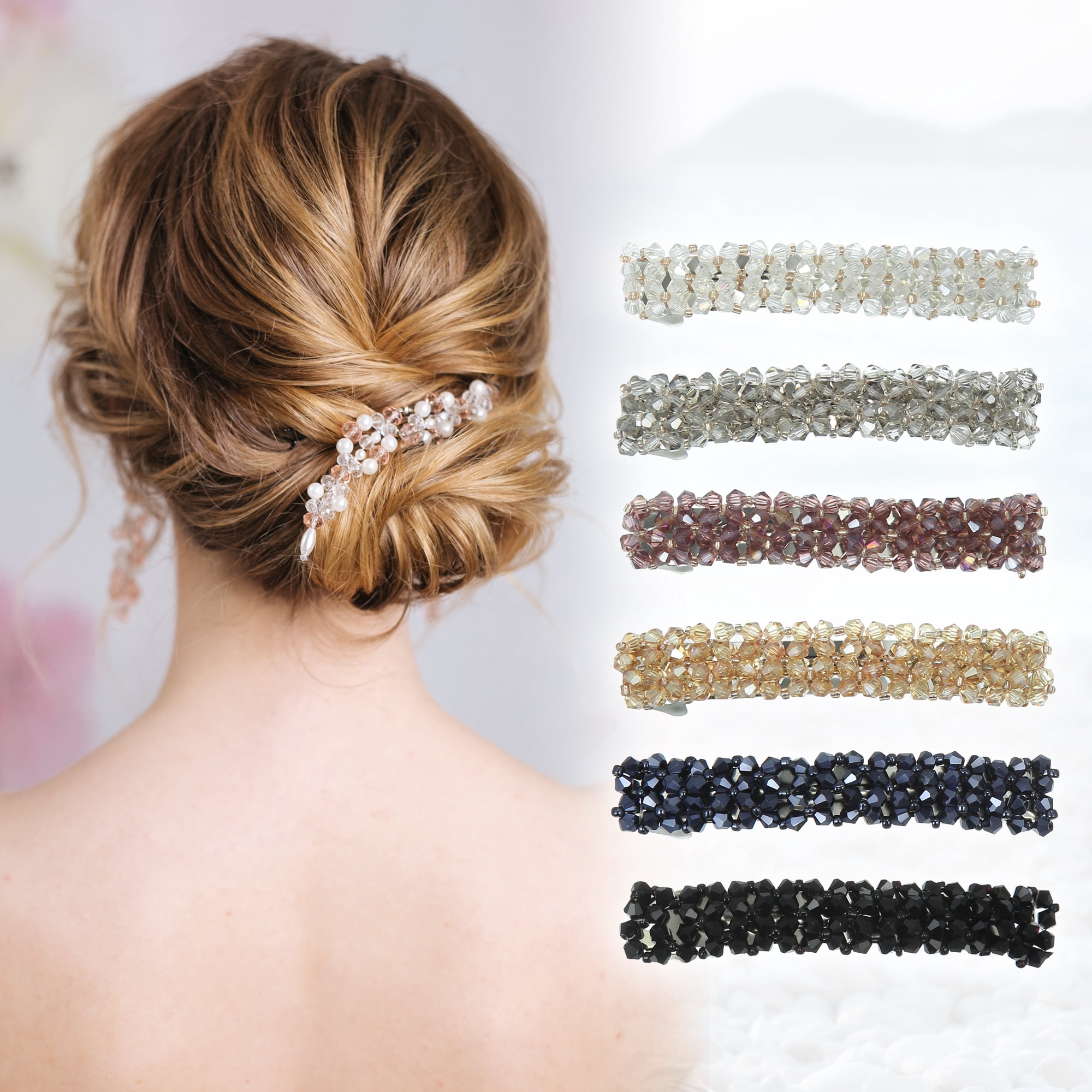 Unique Bargains 6Pcs Rhinestone Hair Side Clip Hair Accessories Girls Purple