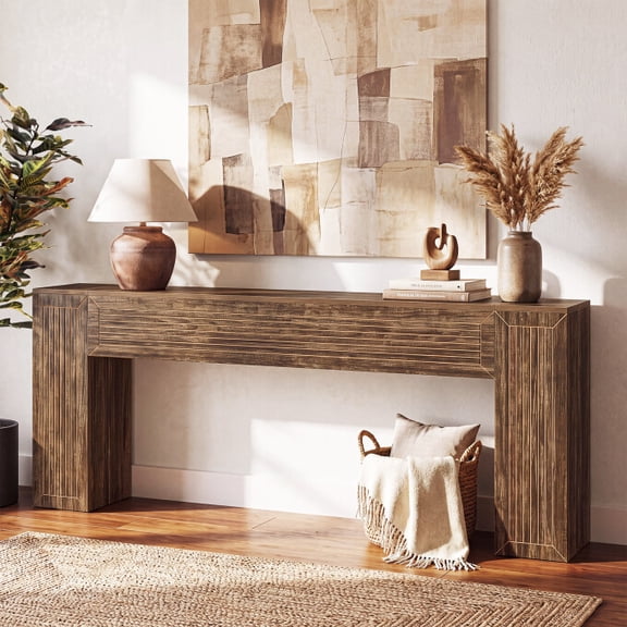 Tribesigns 79" Extra Long Entryway Table, Farmhouse Console Table With Sturdy Base For Living Room, Hallway, Foyer, Dark Brown