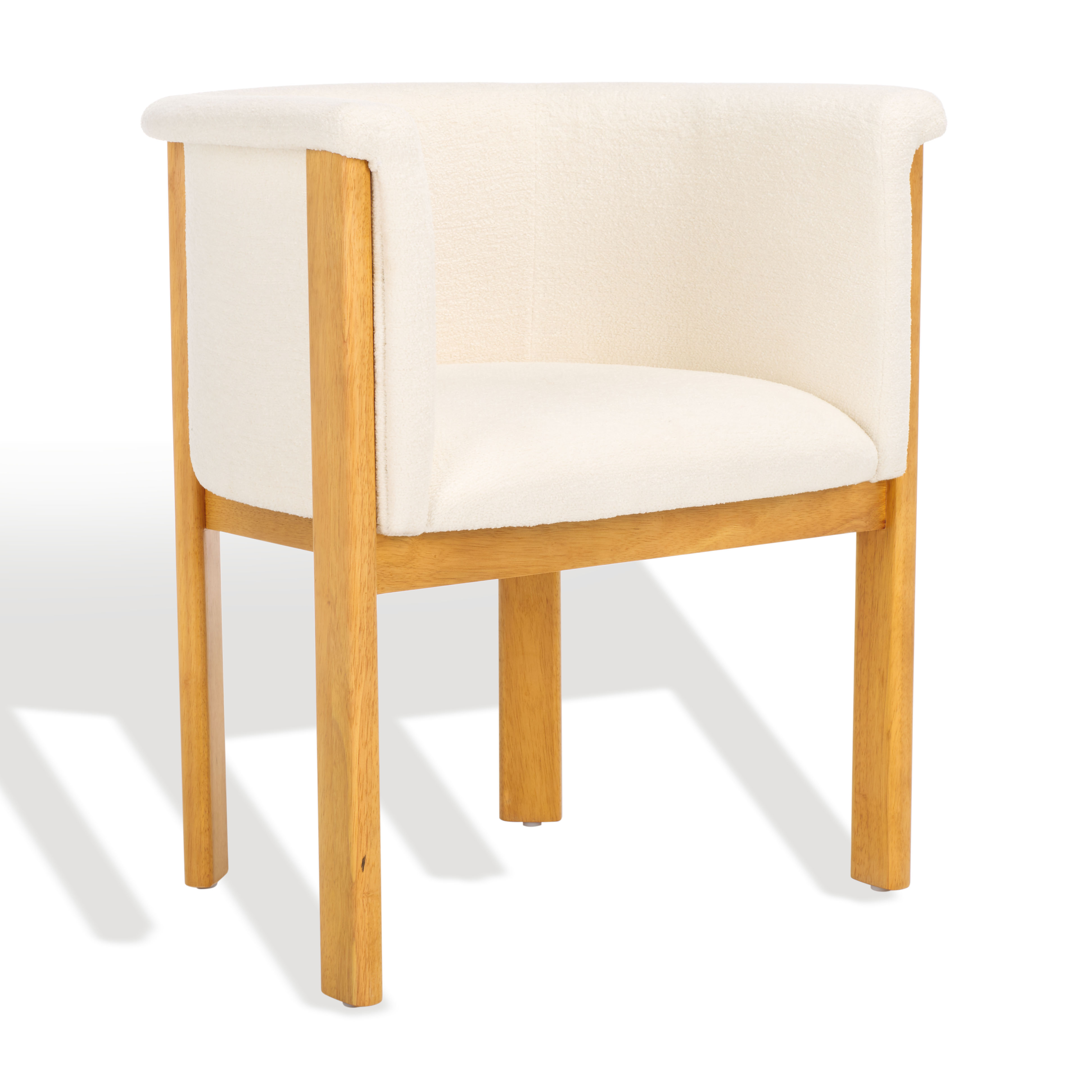 SAFAVIEH Couture Katemarie Contemporay Boucle Solid Dining Armchair, Ivory/Natural