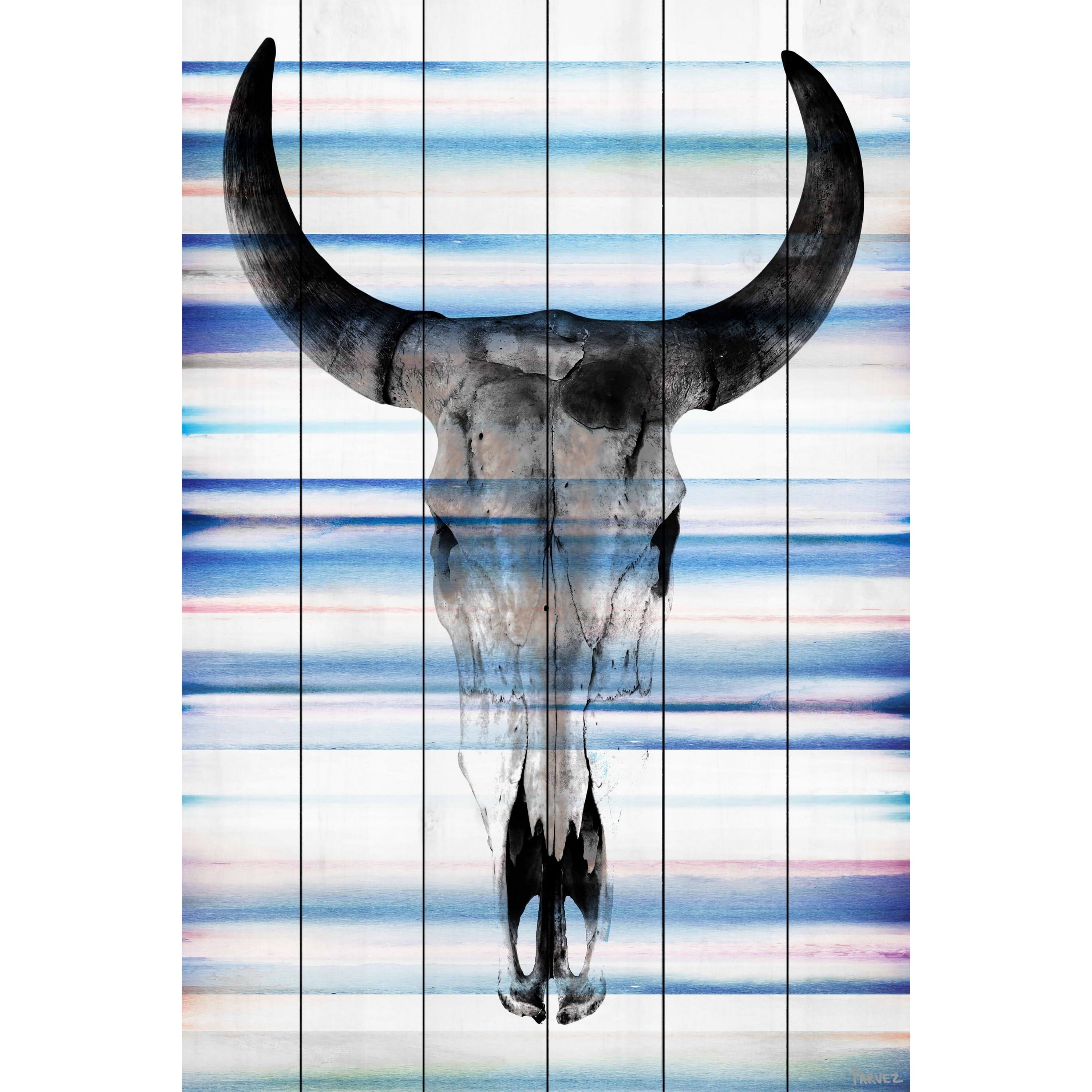 Parvez Michel Inc Parvez Taj - Long Skull Face Painting Print on White Wood