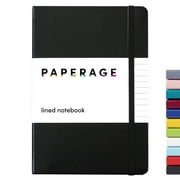 PAPERAGE Lined Journal Notebook, Hard Cover, Medium 5.7 x 8 Inches, 100 GSM Thick Paper (Black, Ruled)
