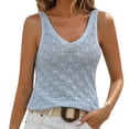 thumbnail image 2 of Njoeus Workout Tops for Women, Oversized Tshirts for Women women's Crochet Hollow Out Cover Ups Sleeveless V-Neck Tank Top Casual T-Shirt Beach Cover Up Knit Summer Outfits S-XL, 2 of 4