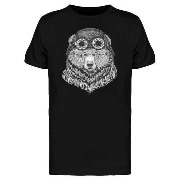 Grizzly Bear Biker Helmet Tee Men's -Image by Shutterstock