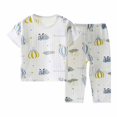 

DxhmoneyHX Baby Boys Girls Pajamas Short Sleeve TShirts Pants Sleepwear Cotton Summer Toddler Pjs Clothes