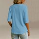 thumbnail image 4 of Neewe Womens Plain V Neck Button Dressy Casual Summer Short Sleeve Button Down Shirts Business Work Tops, 4 of 6