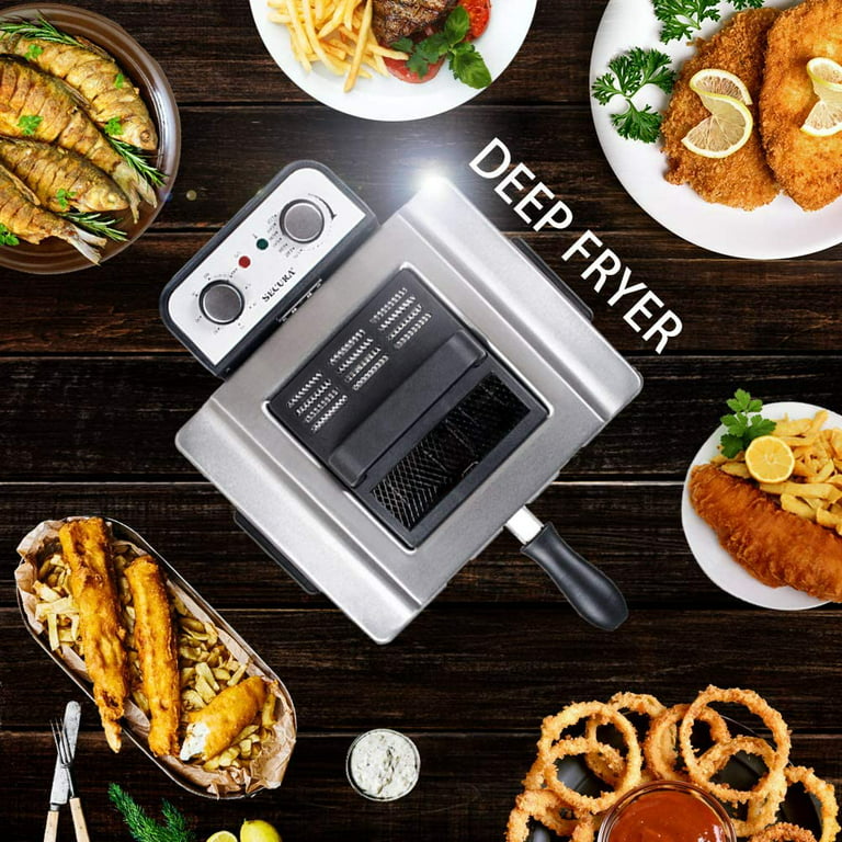 Secura Electric Deep Fryer 1800W-Watt Large 4.0L/4.2Qt Professional Grade Stainless Steel with Triple Basket and Timer