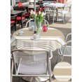 thumbnail image 4 of Outdoor Tablecloth with Umbrella Hole & Zipper, Farmhouse Beige Striped Round Tablecloth 54 Inch, Modern Minimalist Stripes Patio Table Cover Waterproof Table Cloth for Picnic/Party, 4 of 7