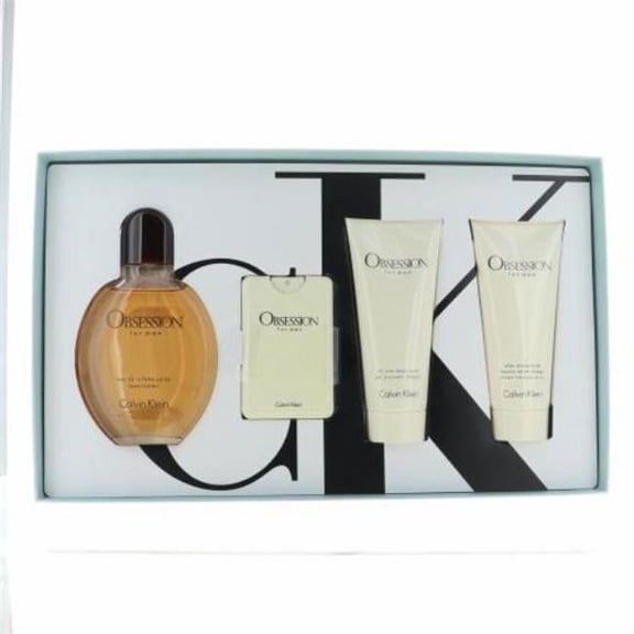 Calvin Klein Obsession for Men 4-Piece Gift Set, Eau De Parfum Spray, Body Wash & Aftershave, Warm Spicy Fragrance Set
