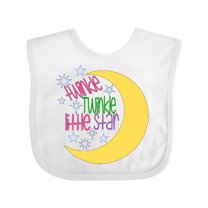 Inktastic Twinkle Twinkle Little Star with Yellow Moon Boys or Girls Baby Bib