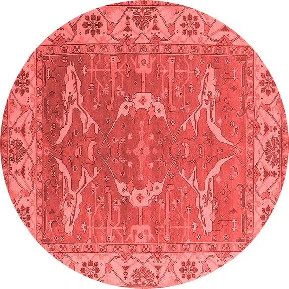 Ahgly Company Indoor Round Oriental Red Industrial Area Rugs, 4' Round