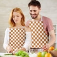 thumbnail image 3 of Orange and White Checkerboard Pattern Apron-Garden Aprons for Women with Pockets-Cotton Linen Waterproof Kitchen Cooking Gardening Aprons Adjustable for Kitchen,Cooking,BBQ and Salon 33x27 Inch, 3 of 7