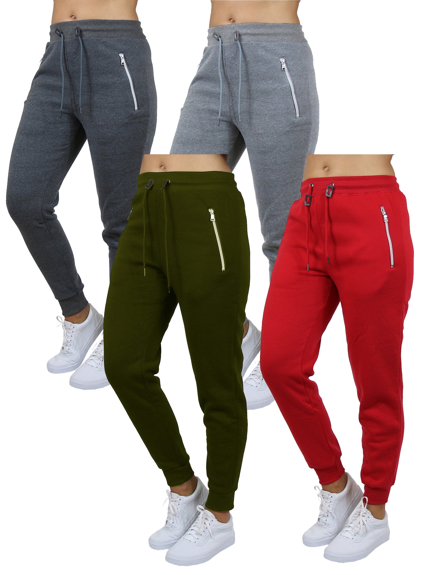 4Pack Womens Loose Fit Fleece Jogger Sweatpants (S2XL)