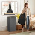 thumbnail image 5 of Lifewit 75L Slim Laundry Hamper with Lid, Narrow Laundry Basket with Removable Bag & Bamboo Handles, Fodable Thin Dirty Clothes Hamper for Laundry Collapsible Bin for Bathroom Bedroom Dorm, Dark Gray, 5 of 6
