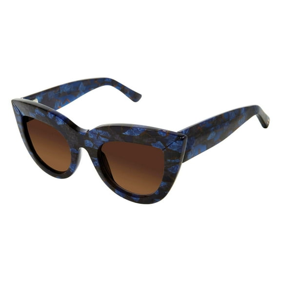 NEW L.A.M.B. LA532 Blue Marble Sunglasses with Brown Lenses & LAMB Case