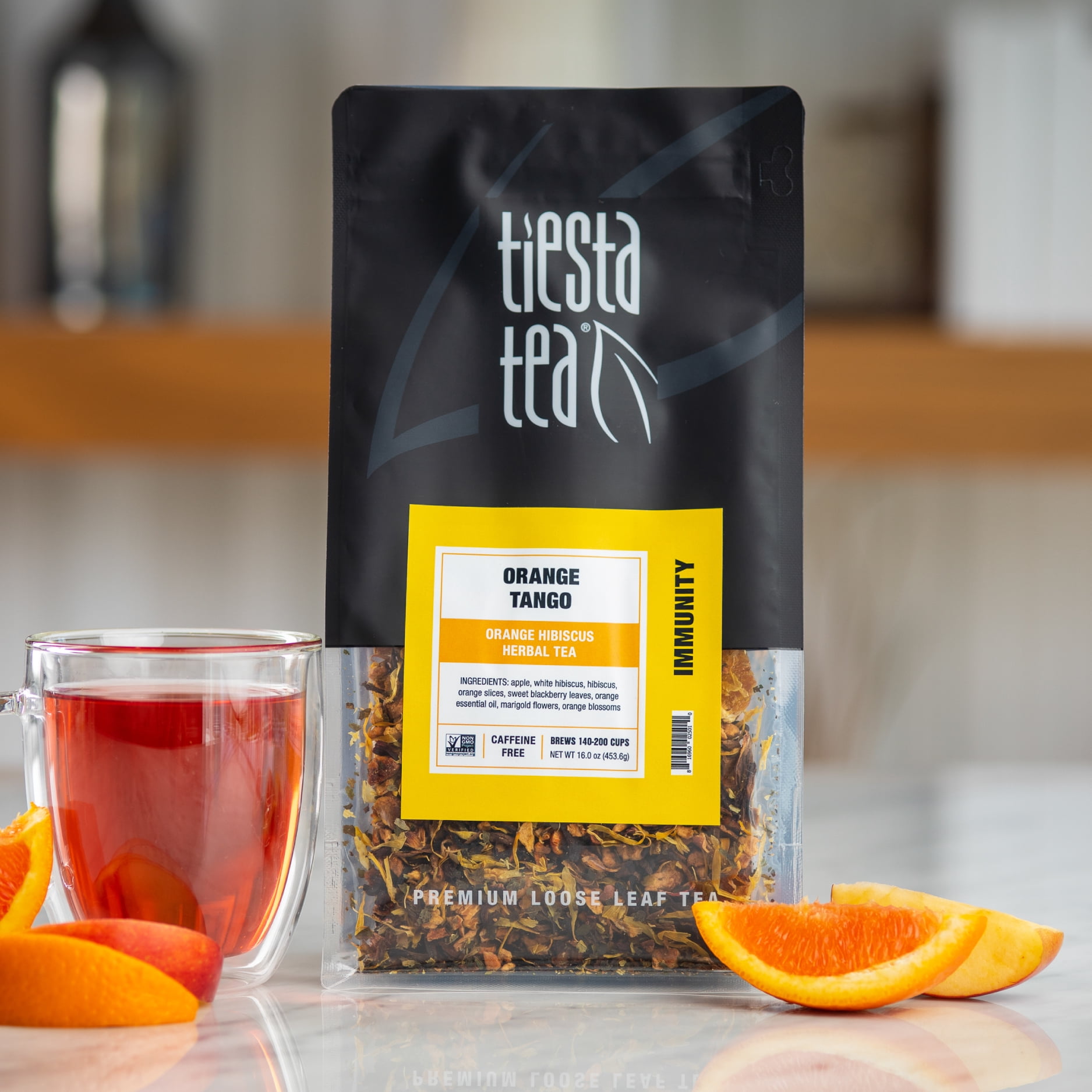 Tiesta Tea - Orange Tango,Immunity Loose Leaf Tea Blend,Orange Hibiscus Herbal Tea,Non-Caffeinated Fruit Tea,Make Hot or Iced & Up to 200 Cups,Made w/Natural Ingredients - 16oz Resealable Pouch