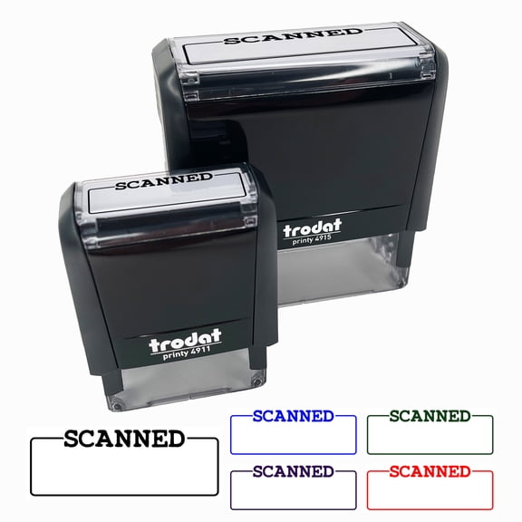 Scanned Blank Box for Date Signature Document Self-Inking Rubber Stamp Ink Stamper for Business Office - Black Ink - Small 1-1/2 Inch