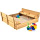 thumbnail image 1 of Songqin Large Outdoor Wooden Sand Box for Kids, Sandbox with Cover, Bench Seats Support up to 220 lbs, Bottom Liner for Drainage, Cedar Wood - Natural, 1 of 13