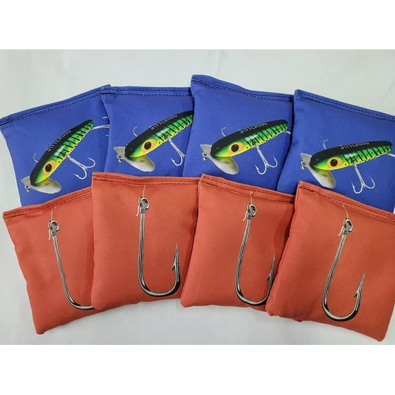 Fishing Themed Full Size Regulation Cornhole Bags Fish and Hook Whole Corn