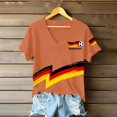 thumbnail image 4 of Women's Germany Football Graphic T-Shirt, V-Neck Casual Letter Print T-Shirt, Fashion Short Sleeve Graphic Tee, Summer Daily Lightweight Tops for Soccer Tournament 2026 Saffron Size: 2XL, 4 of 4