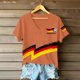 thumbnail image 4 of Women's Germany Football Graphic T-Shirt, V-Neck Casual Letter Print T-Shirt, Fashion Short Sleeve Graphic Tee, Summer Daily Lightweight Tops for Soccer Tournament 2026 Saffron Size: 2XL, 4 of 4
