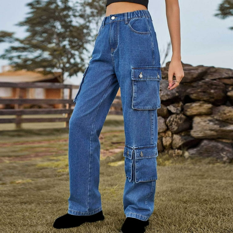 Spliced Denim Trousers Flared Jeans Women's Clothing Flare Pants High Waist  Pants Women Straight Leg Jeans Y2k 2022 Trend Cargo - Jeans - AliExpress
