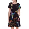 thumbnail image 1 of Disketp Humming Bird para Vestido de Manga Corta para Mujeres, Vestidos de Verano para Mujeres, Casual y Holgado para la Playa, 1 of 6