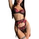 thumbnail image 1 of VISgogo, 3 uds., conjunto de lencería Sexy para mujer, picardías erótico, tirantes finos, sujetador bordado, Tanga, ropa interior de liga VISgogo moda, 1 of 9