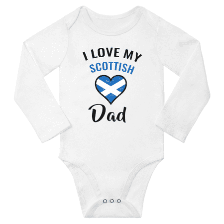 

I Love My Scottish Dad Baby Long Slevve Bodysuit Romper (White 3-6 Months)