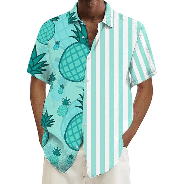 Camisas De Mezclilla Para Hombre Camisa para hombre Camisa de playa de manga corta holgada informal (Blue, XXL)