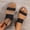 Black, variant on Women's Minimalist Double Strap Flat Sandals, Open-Toe with Ankle Buckle, Plus Size Lightweight Comfort Footwear White 36