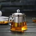 thumbnail image 6 of Clear Heat Resistant Glass Teapot w/Stainless Steel Strainer Filter Infuser Tea Pot Coffee Pot, Square Glass Teapot Leaf Tea Pots for Loose Tea, 6 of 6