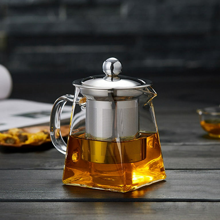 Heat Resistant Borosilicate Glass Teapot With Tea Infuser Filter Tea K –  Kitchen Groups