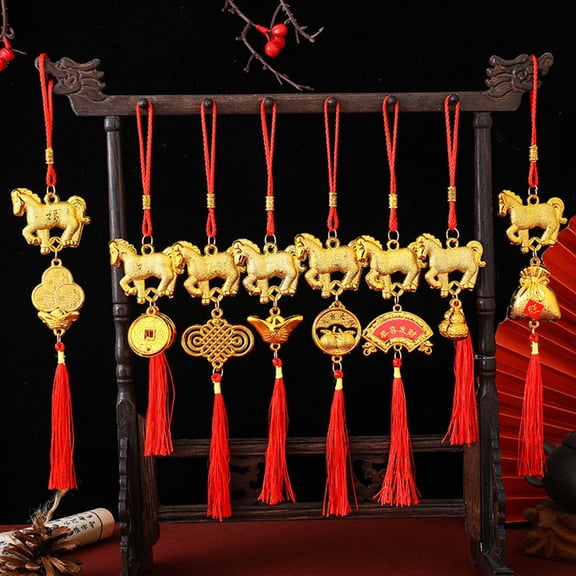 8 Pcs Chinese New Year Horse Decorations Lunar New Year 2026 Red Tassel Ornaments With Wealth Success Good Luck Hanging Decorations For Gifts Home Car Decor Home Decor