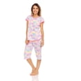 thumbnail image 2 of Lati Fashion Women Capri and Short Sleeve Top 2-Piece Female Pajamas Set Pink M, 2 of 4