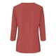 thumbnail image 5 of Camisa raglán informal de manga 3/4 para mujer, cuello redondo, poliéster, color liso, estilo informal y moderno, tallas S-XXL, 5 of 5