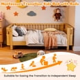 thumbnail image 3 of PORKISS Full Size Bed with Fence for Kids, Solid Wood Full Platform Bed Frame with Slats and Safety Guardrails for Girls Boys, Removable Guardrail, No Box Spring Needed, Natural, 3 of 9