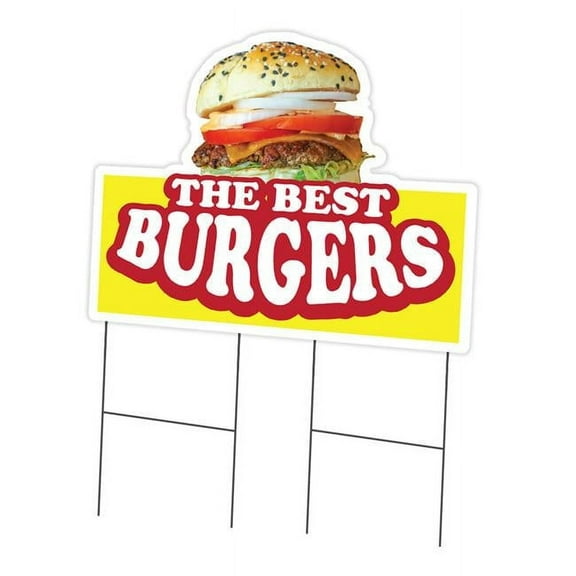 24 x 36 in. Yard Sign & Stake - The Best Burgers